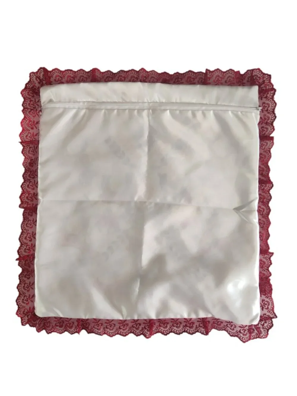 Artisan Handmade Embroidered Slavic Folk Pillow Cover Cottagecore White Satin
